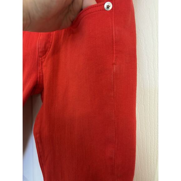 Veronica Beard Jeans Red Brooke 8.5” Crop Denim Pants Size 25 Holiday Party - Picture 6 of 10